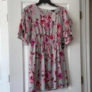 Pink and gray floral dress